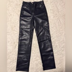 Aritzia navy Straight Leg leather pant
